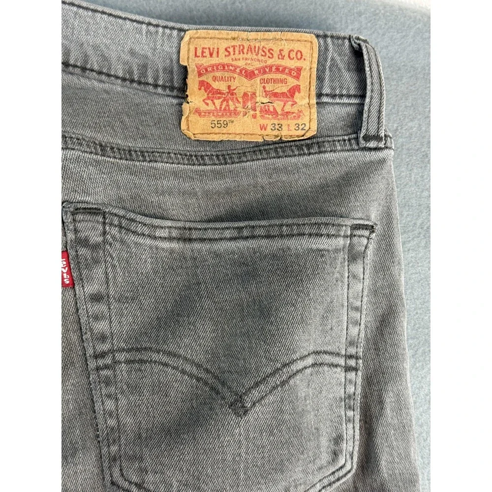 Levi's 559 Jeans Mens 33x32 Medium Wash Gray Relaxed Straight Denim‎ Casual